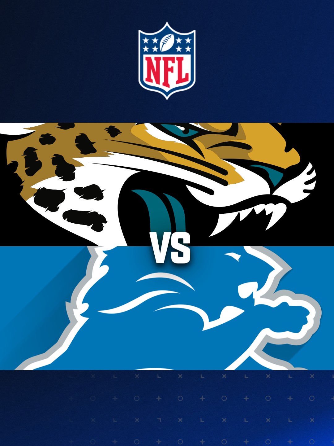 Jacksonville Jaguars vs. Detroit Lions. NFL match poster. Two american  football players silhouette facing each other on the field. Clubs logo in  backg Stock Photo - Alamy