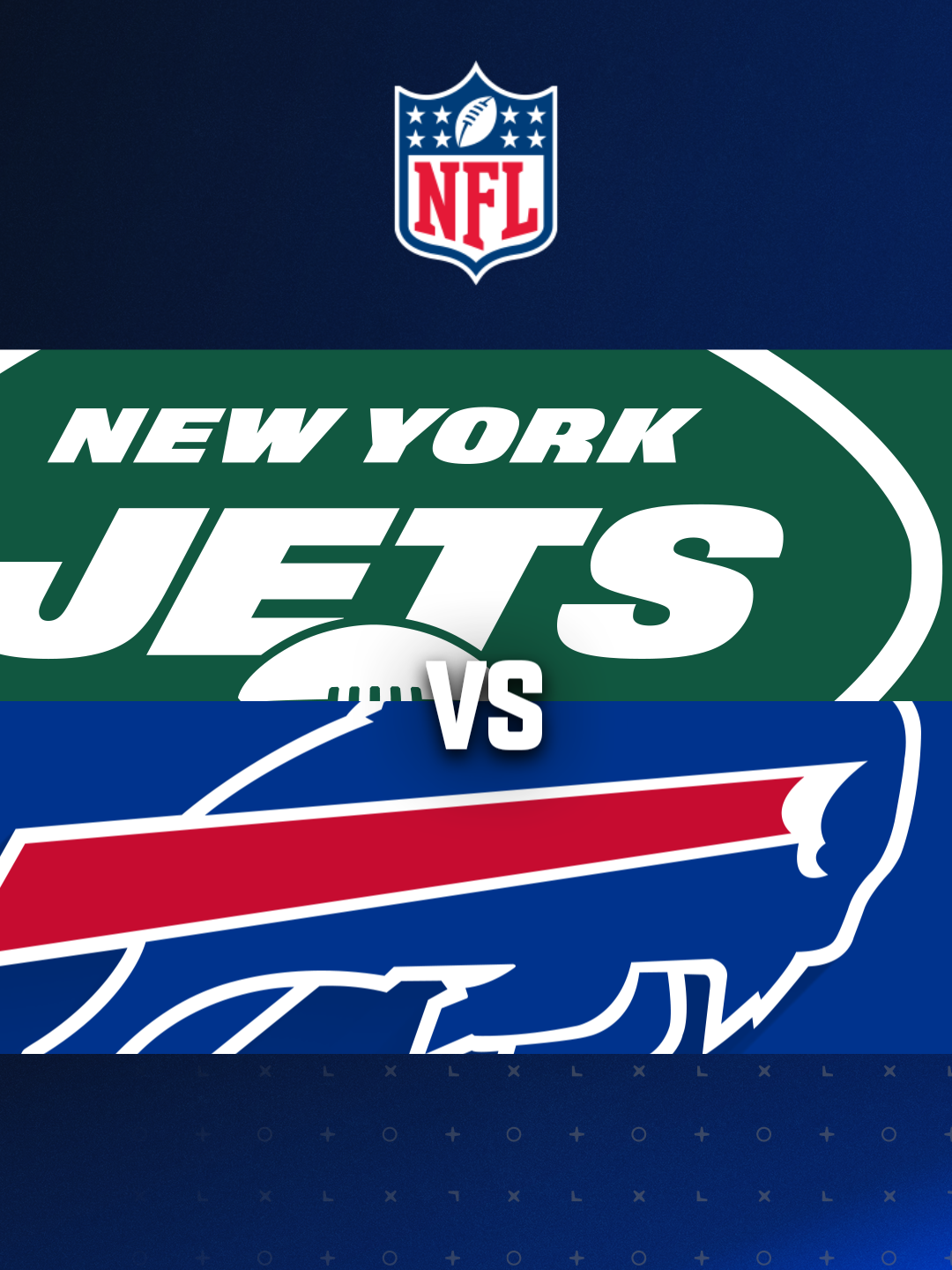 New York Jets vs. Buffalo Bills. NFL match poster. Two american football  players silhouette facing each other on the field. Clubs logo in background  Stock Photo - Alamy